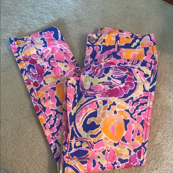 Lilly Pulitzer size 4 coral reef print pants excellent condition - Picture 1 of 8